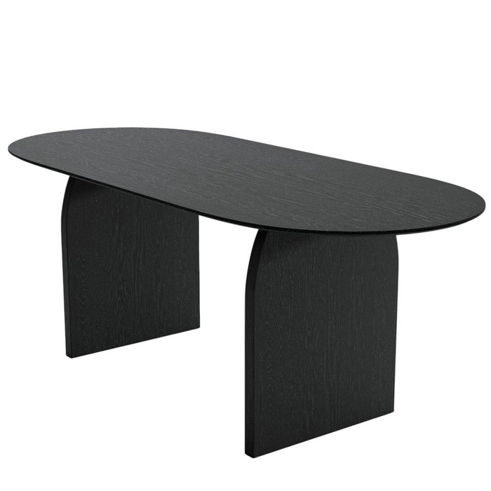 79" Solid Wood Mirrored Double Pedestal Base Oval Dining Table - Black