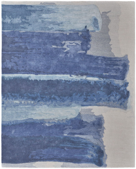 8' x 10' Abstract Hand Tufted Area Rug - Ivory And Blue