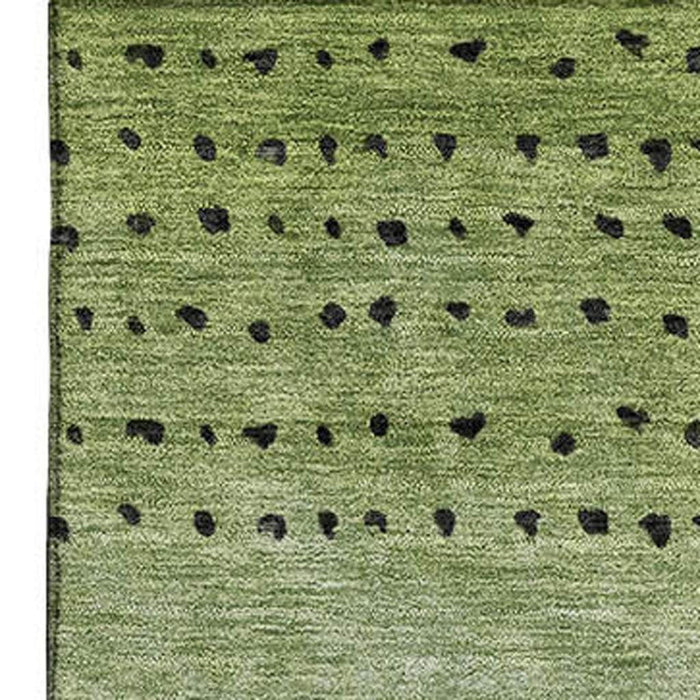 10' X 14' Abstract Washable Area Rug With UV Protection (710813) - Fern Green / Charcoal / Silver