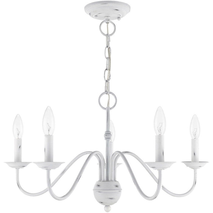 13" Five Light Dimmable Chandelier With Shades - Antiqued White
