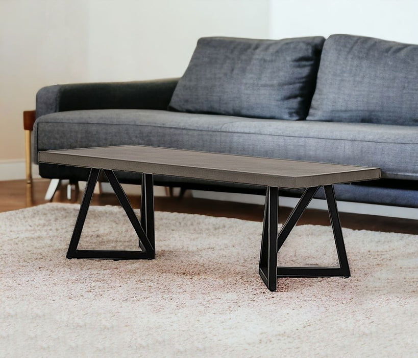 Modern Concrete Metal Coffee Table - Dark Gray And Black