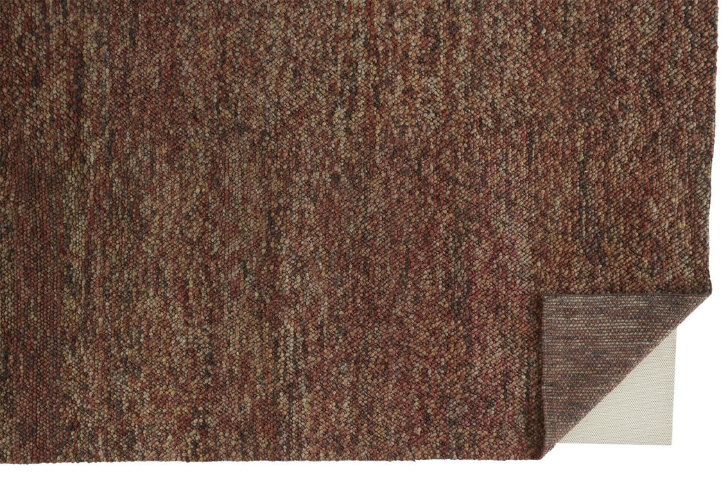 8' x 11' Wool Hand Woven Distressed Area Rug - Brown And Orange