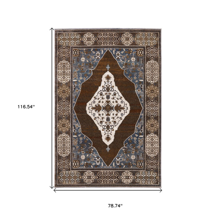10' X 7' Medallion Area Rug - Gray And Blue