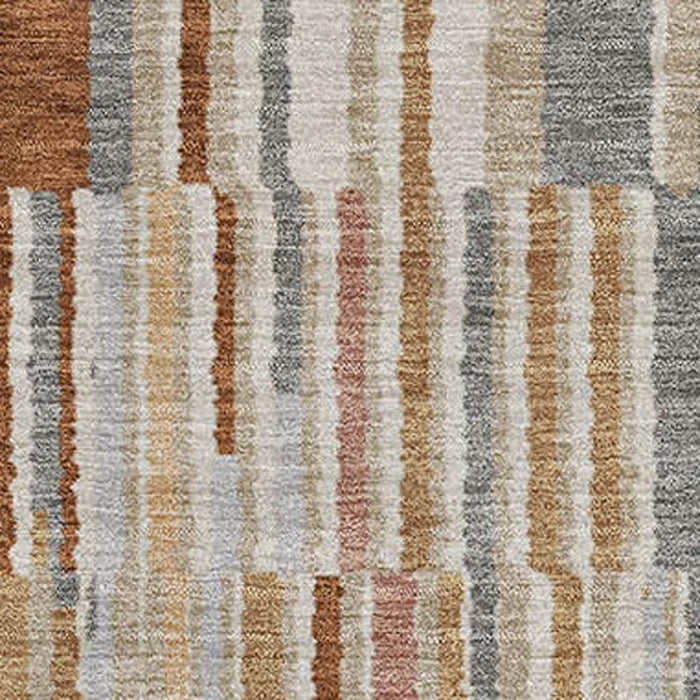 10' X 14' Striped Washable Area Rug With UV Protection (717893) - Rust / Gray