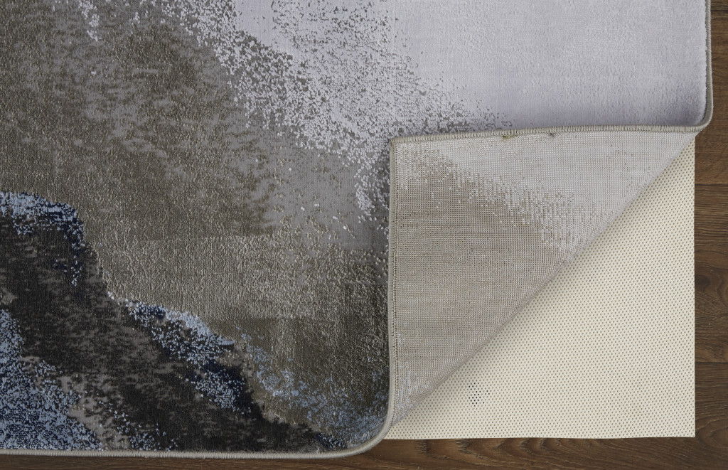 8' x 11' Abstract Area Rug - Blue Gray And White