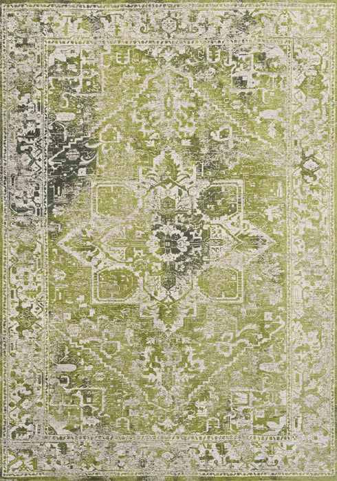7' X 9' Tribal Washable Area Rug With UV Protection (609878) - Green / Beige