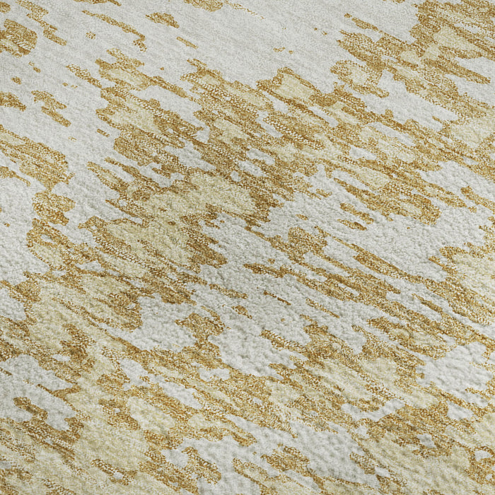 10' X 14' Abstract Washable Area Rug With UV Protection (675240) - Gold / Ivory