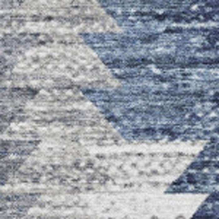 8' X 10' Geometric Washable Area Rug With UV Protection (653126) - Blue / Ivory / Gray