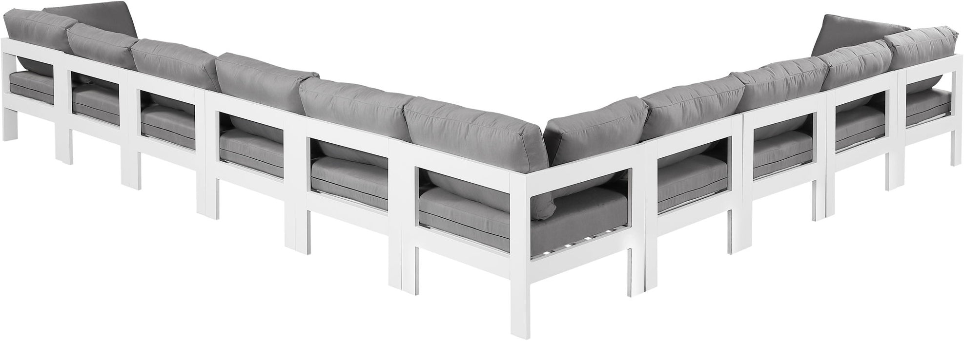 Nizuc - Outdoor Patio 10 Piece Modular Sectional With White Frame