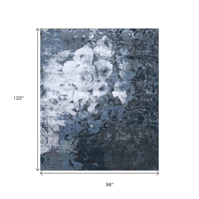 10' X 8' Contemporary Abstract Knotted Area Rug - Blue