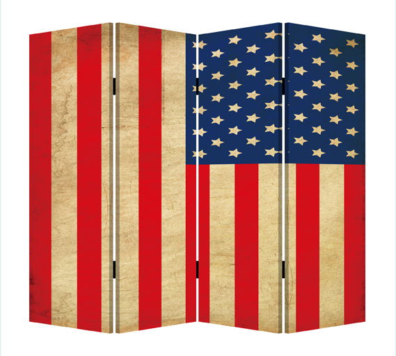 Wood Canvas American Flag Screen - Blue And Red