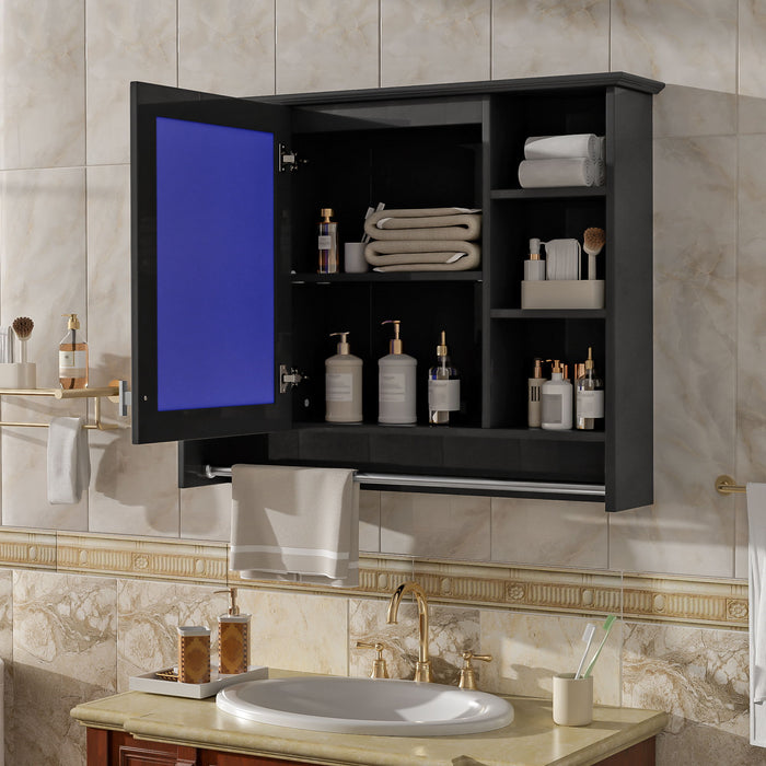 Giga modern wall-mounted medicine cabinet with adjustable shelf, soft-close door, and towel bar for bathroom storage.