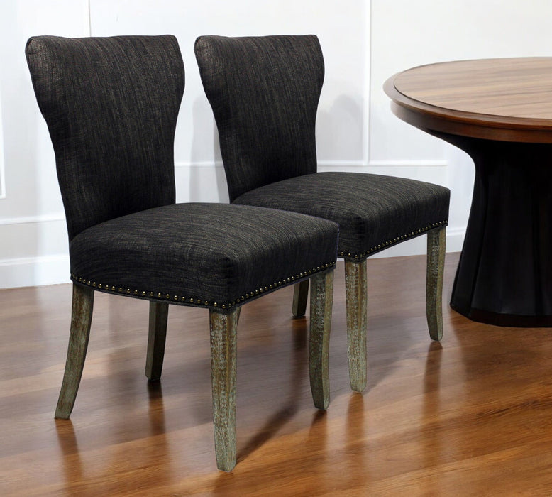 Upholstered Fabric Dining Parsons Chairs (Set of 2) - Dark Gray