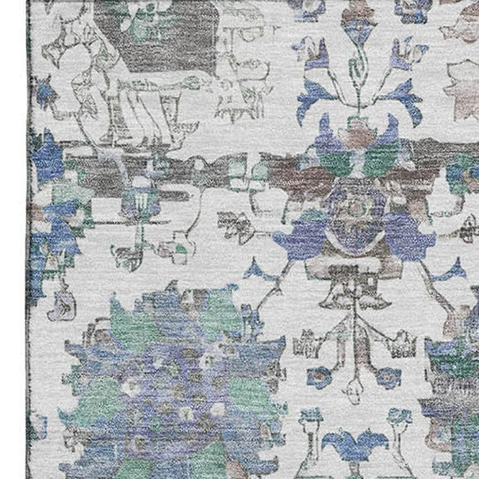 10' X 14' Oriental Washable Area Rug With UV Protection (699514) - Ivory / Blue / Gray