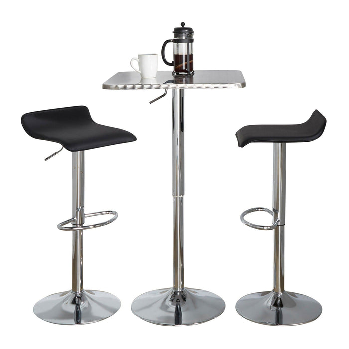 Bistro - Square Ale 3 Piece Bar Set - Chrome Metal
