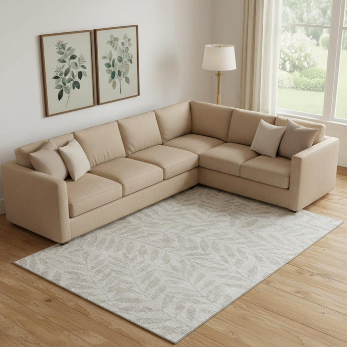 10' X 14' Floral Washable Area Rug With UV Protection (671498) - Taupe / Beige
