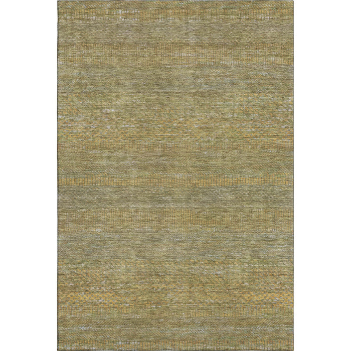 10' X 14' Striped Washable Area Rug With UV Protection (695474) - Sage / Gold / Khaki
