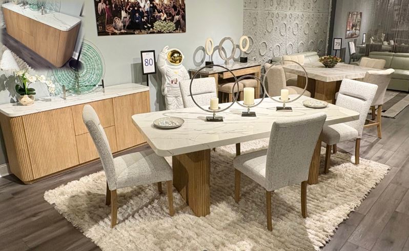 D2504 - 9 Piece Dining Room Set (Dining Table And 8 Dining Chairs) - Light Grey / White