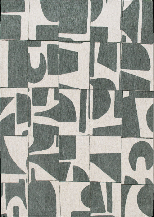 5' X 7' Geometric Washable Area Rug (551965) - Gray / Green