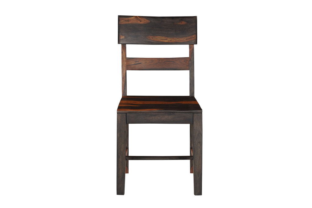 Solid Wood Ladder Back Dining Side Chairs (Set of 2) - Dark Brown