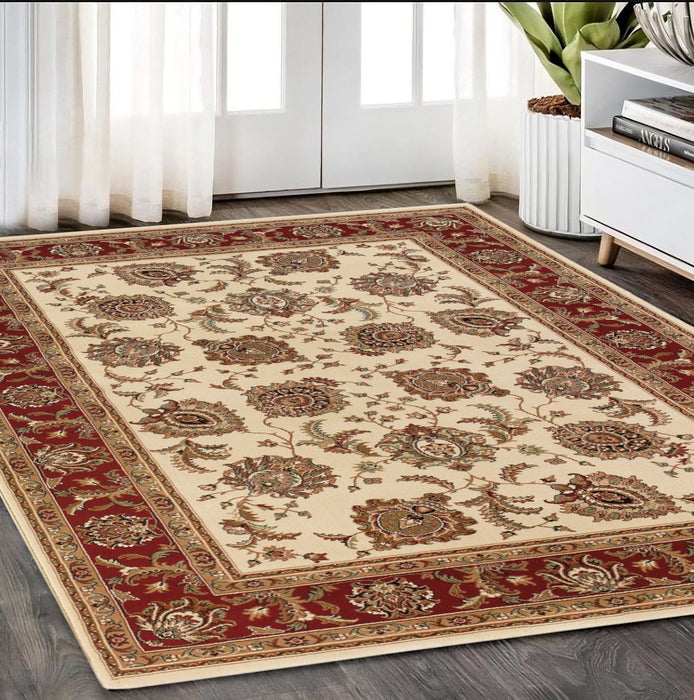 5' X 8' Oriental Area Rug - Ivory And Red