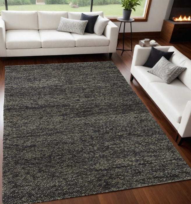 5' x 8' Wool Hand Woven Area Rug - Gray And Black