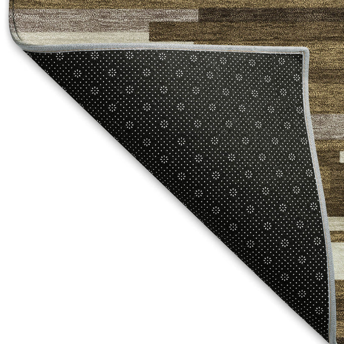 10' X 14' Striped Washable Area Rug With UV Protection (671054) - Brown / Ivory