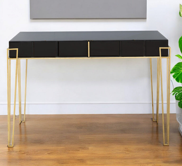 48" Mirrored Glass Console Table - Black