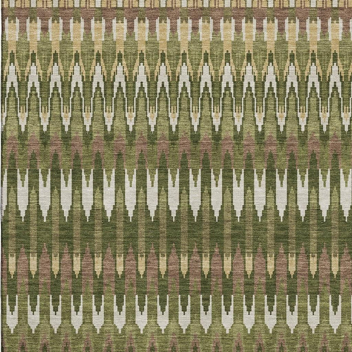 10' X 14' Southwestern Washable Area Rug With UV Protection (668277) - Olive Green / Ivory / Brown