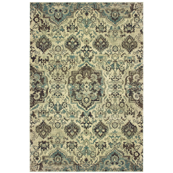 10' X 13' Oriental Area Rug - Ivory / Gray