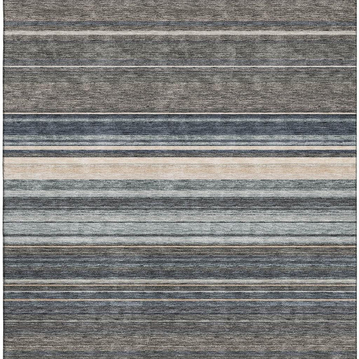 10' X 14' Striped Washable Area Rug With UV Protection (677339) - Taupe / Beige / Gray