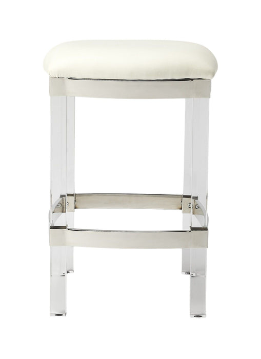 Backless Counter Height Bar Chair - White / Clear