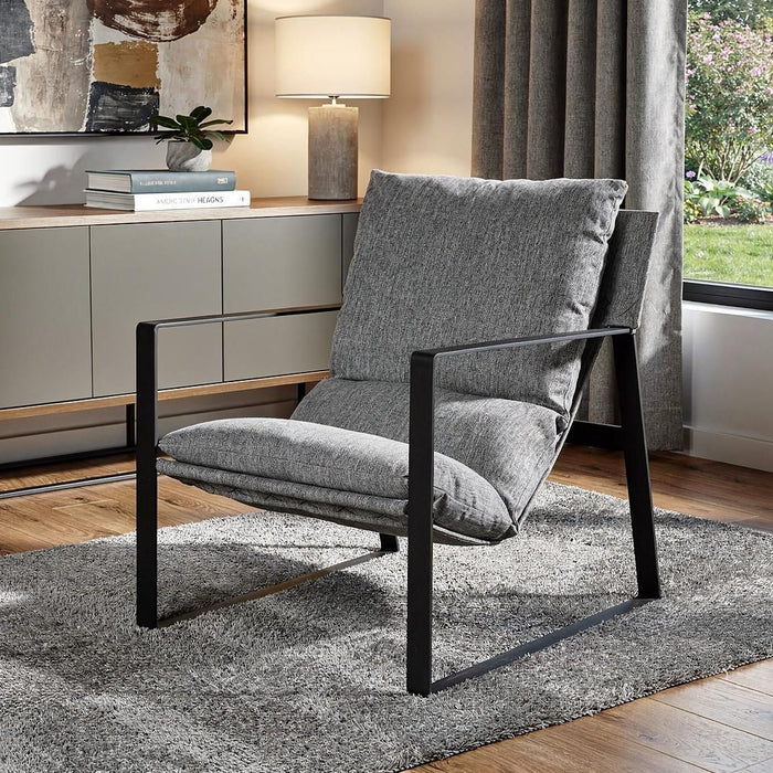 Fabric Wingback Chair - Gray / Black
