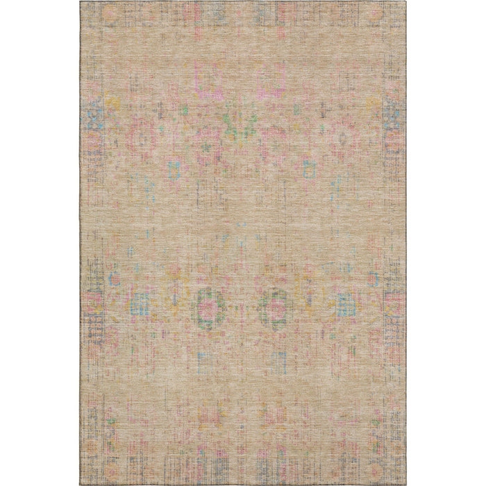 10' X 14' Oriental Washable Area Rug With UV Protection (699592) - Tan / Blue / Green