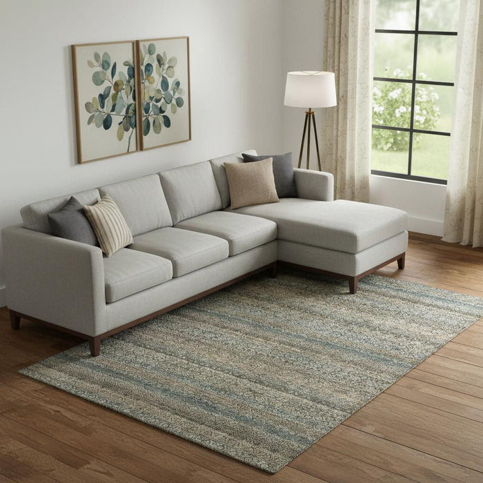 10' X 14' Striped Washable Area Rug With UV Protection (718013) - Chocolate / Gray
