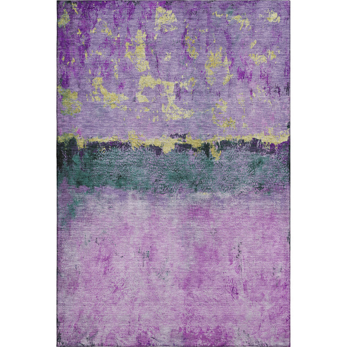 10' X 14' Abstract Washable Area Rug With UV Protection (698059) - Plum / Gold / Emerald