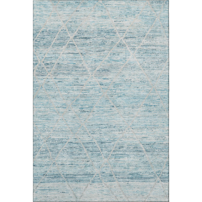 10' X 14' Abstract Geometric Washable Area Rug With UV Protection (696338) - Teal / Beige / Ivory