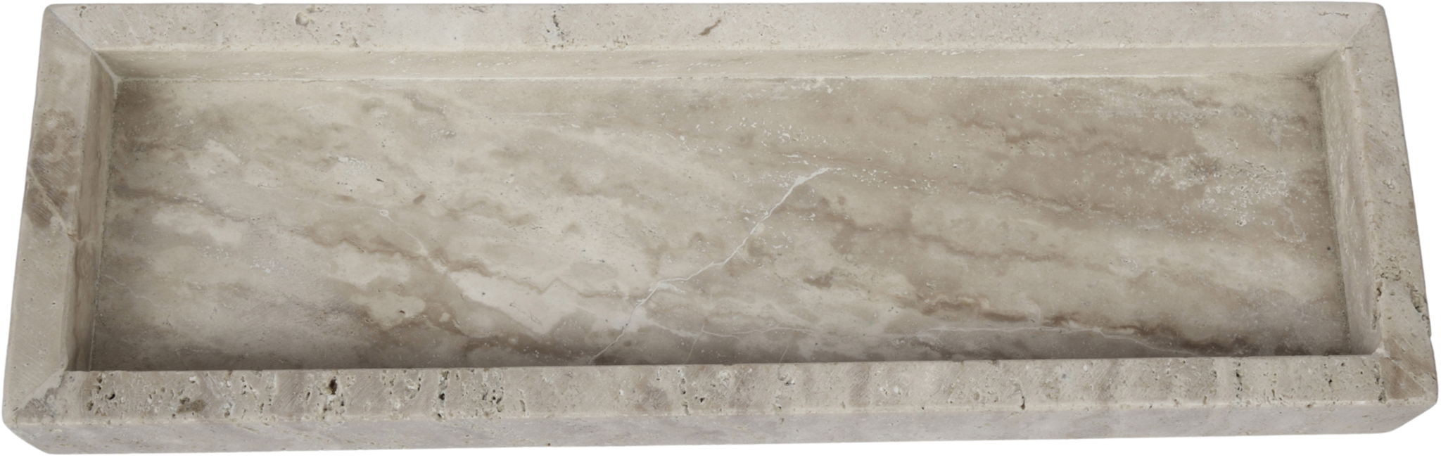 Michael travertine tray by Meridian Furniture, showcasing a rectangular natural stone tray with polished surface and elegant design.