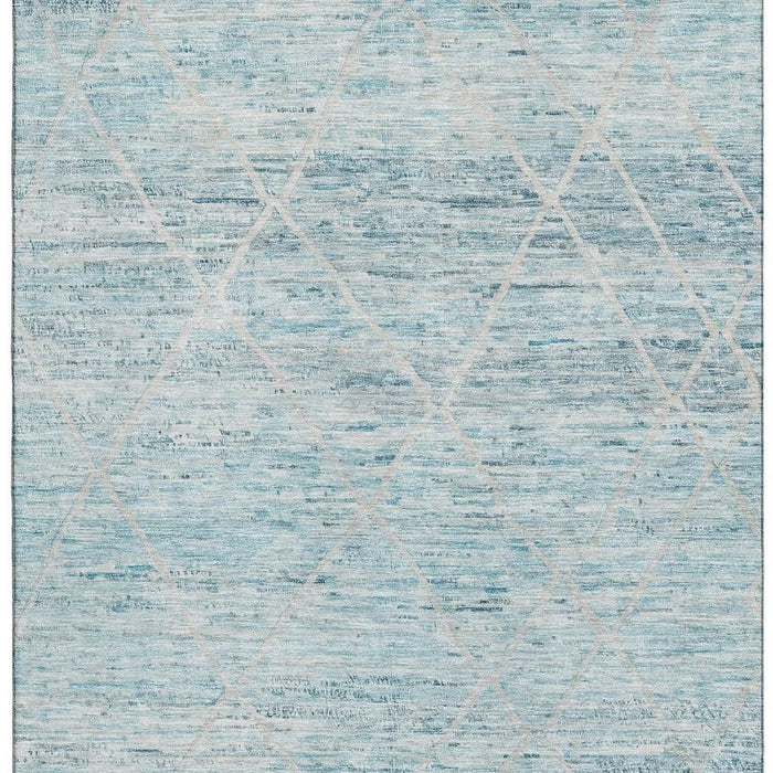 10' X 14' Abstract Geometric Washable Area Rug With UV Protection (696338) - Teal / Beige / Ivory