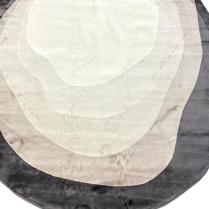 7' Abstract Round Rug (722646) - Black / Cream