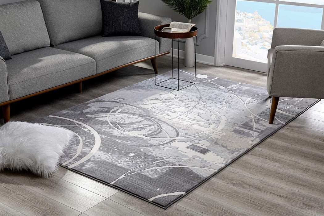 8' x 10' Abstract Power Loom Area Rug - Gray