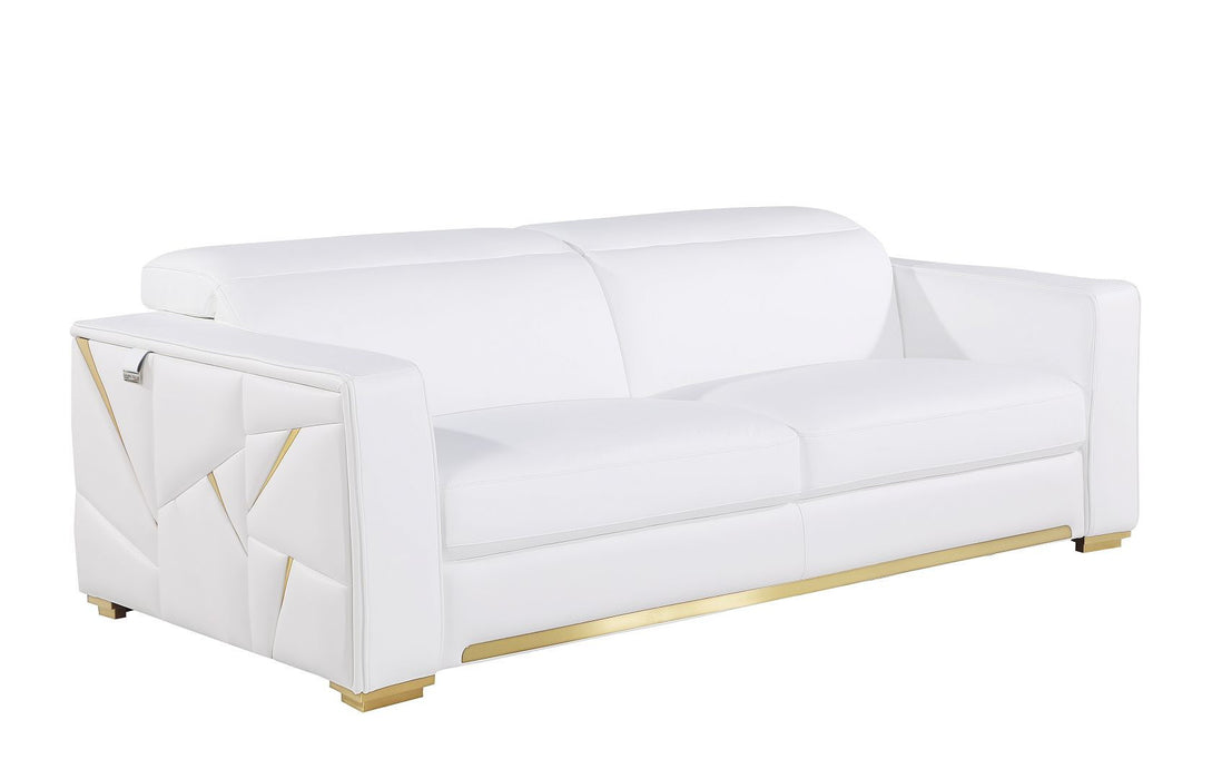 Top Grain Leather Reclining Sofa Storage - White