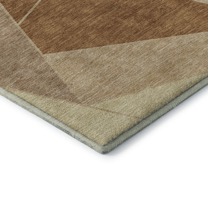 10' X 14' Geometric Washable Area Rug With UV Protection (653326) - Chili Red / Beige