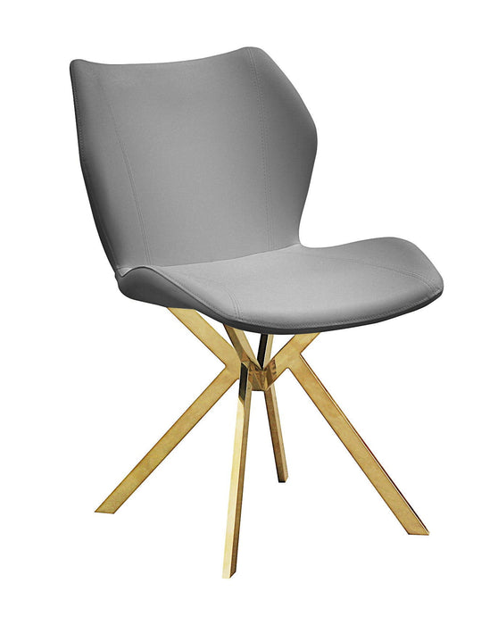 Upholstered Faux Leather Dining Side Chairs (Set of 4) - Gray / Gold