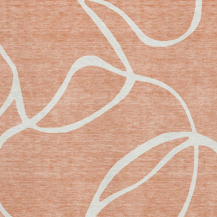 10' X 14' Abstract Washable Area Rug With UV Protection (678682) - Salmon / Ivory