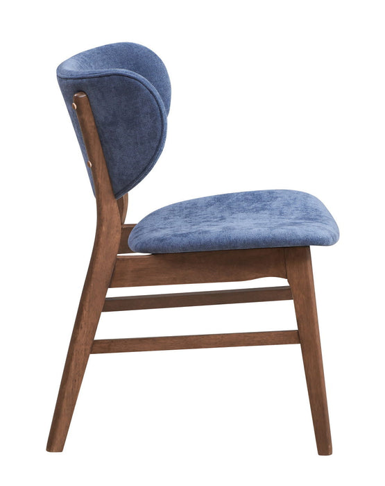 Upholstered Fabric Open Back Dining Side Chairs (Set of 2) - Blue