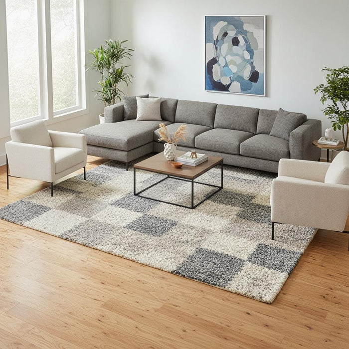 9' X 12' Floral Distressed Non Skid Area Rug (564199) - Ivory / Black / Gray