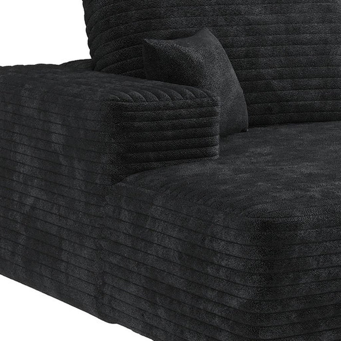 107" Corduroy Modular Compression Foam Sofa With Toss Pillows - Black