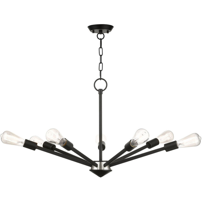 20" Seven Light Dimmable Chandelier With Shades - Black