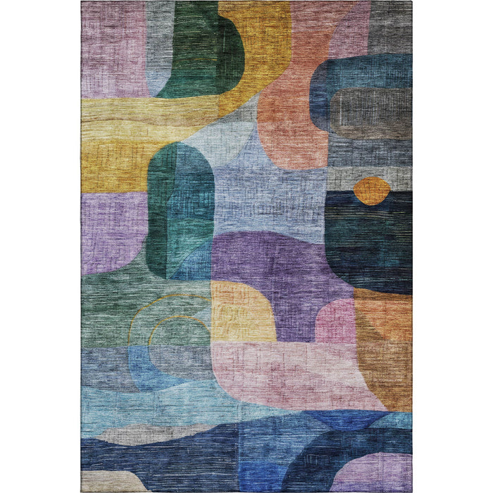 10' X 14' Abstract Geometric Washable Area Rug With UV Protection (684750) - Blue / Orange / Pink / Purple